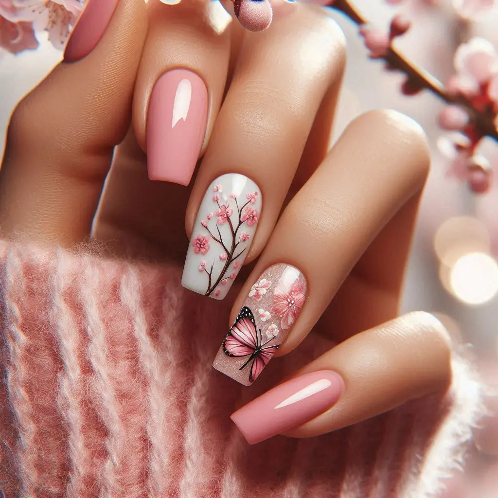 Pink and White Nail Designs 