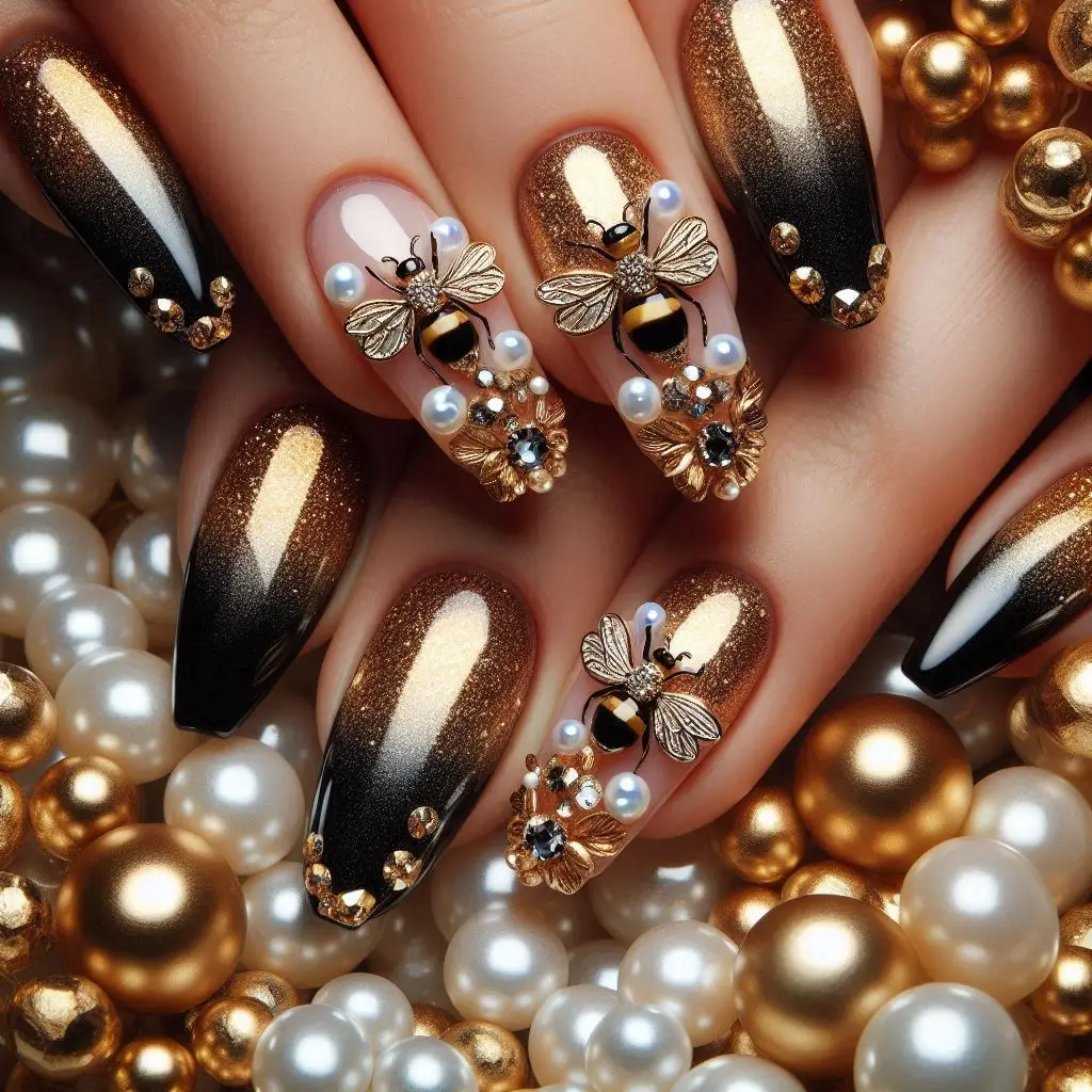 Luxurious Bee Nail Designs