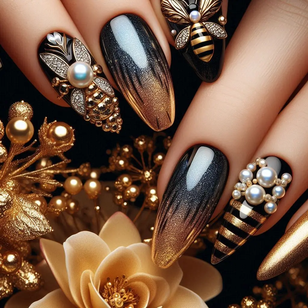 Luxurious Bee Nail Designs