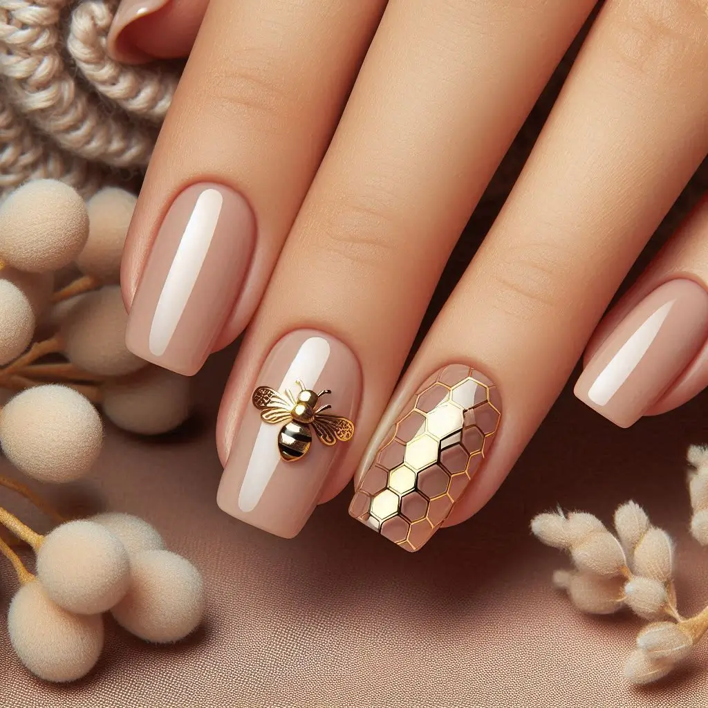 Simple Bee Nail Designs