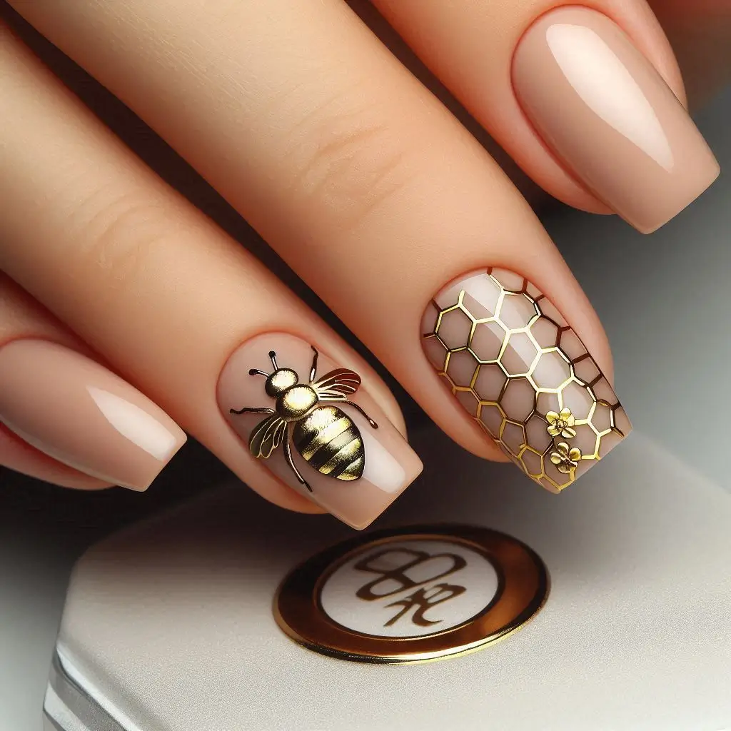 Simple Bee Nail Designs