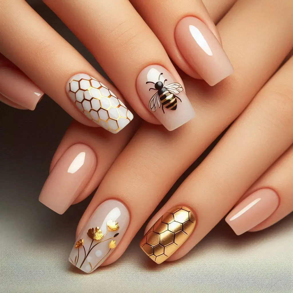 Simple Bee Nail Designs