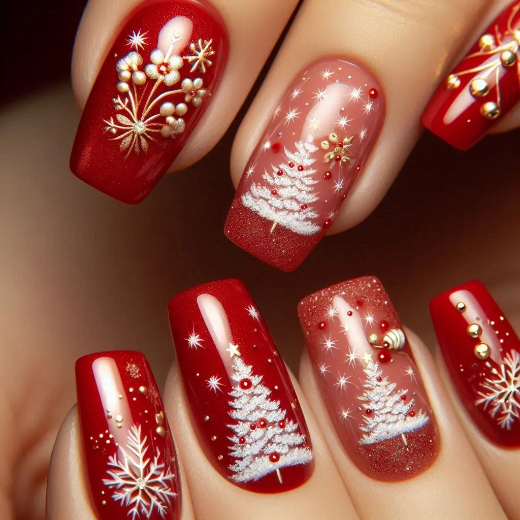 50+ Christmas Nail Art Stickers Designs for 2025